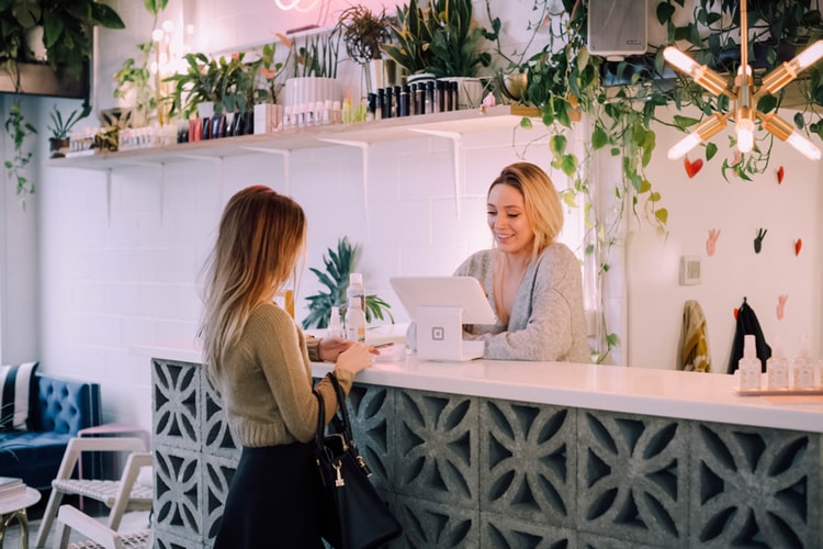 white, minimalist storefront customer service